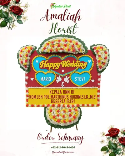 Karangan Papan Bunga Pernikahan di Mokaha